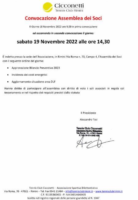 Assemblea dei Soci Novembre 2022