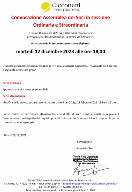 Assemblea dei Soci Dicembre 2023